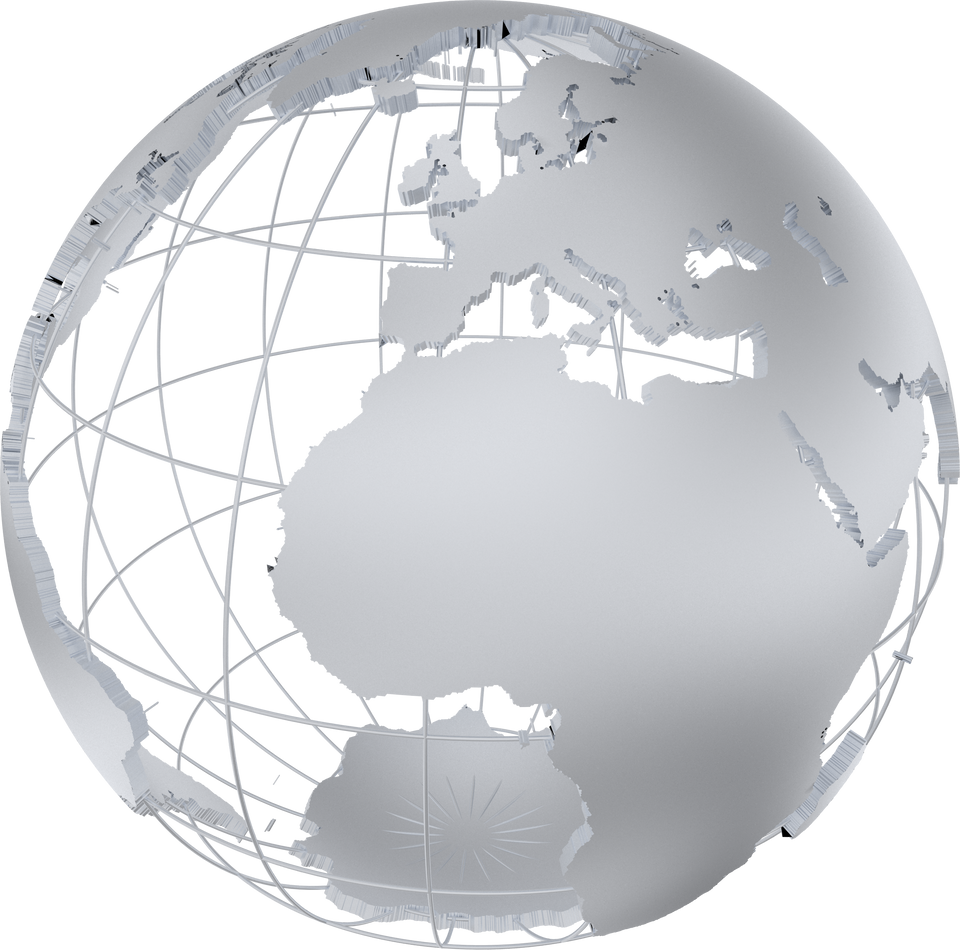 Silver Metal Globe 3D Rendered Illustration